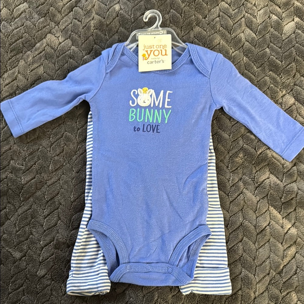 Carter's Blue Long Sleeve Bodysuit with Bunny Design